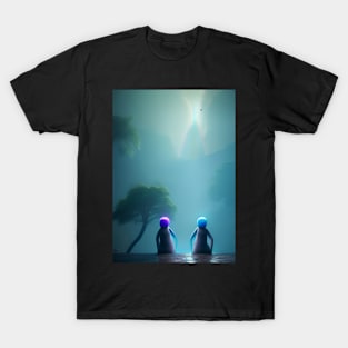 2 GHOSTS ADMIRING A HALLOWEEN RAINBOW T-Shirt